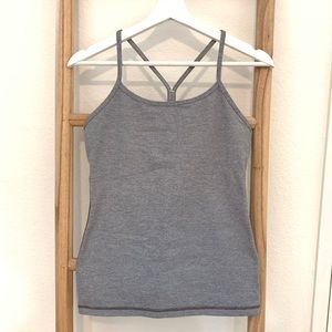 Lululemon power Y tank grey and white stripe